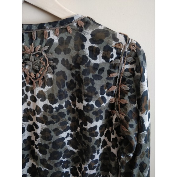 Raj Brown Animal Print Embroidered Boho Dress S - Picture 6 of 9